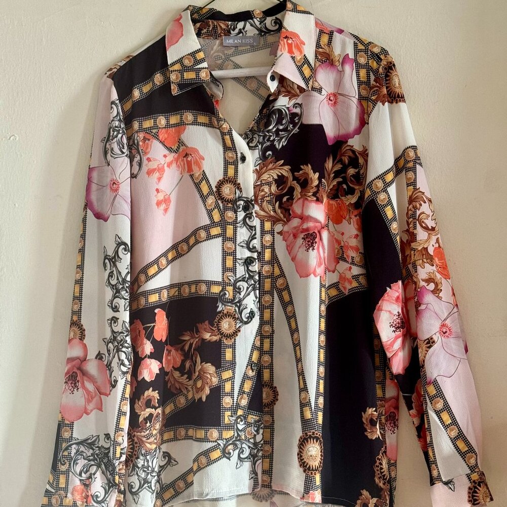 Floral pattern beautiful blouse size L